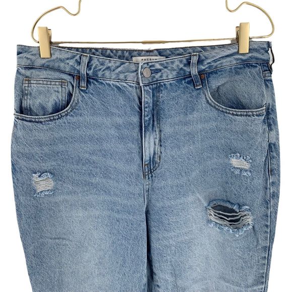 Pacsun Jeans Womens 32 Mom Jean High Rise Ripped Distressed Blue Denim - Picture 4 of 10